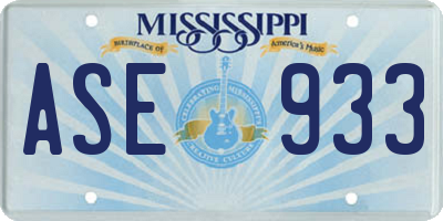 MS license plate ASE933