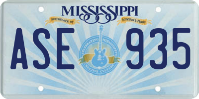 MS license plate ASE935