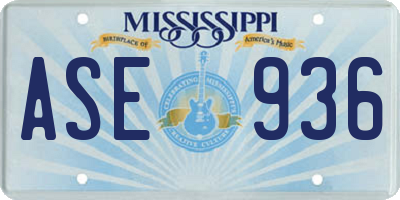 MS license plate ASE936