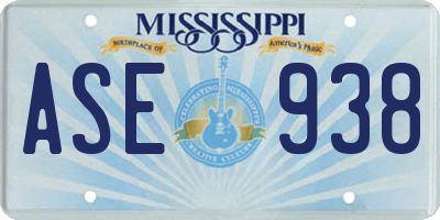 MS license plate ASE938