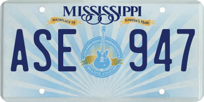 MS license plate ASE947