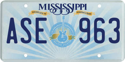 MS license plate ASE963