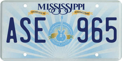 MS license plate ASE965