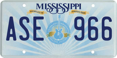 MS license plate ASE966