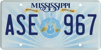 MS license plate ASE967