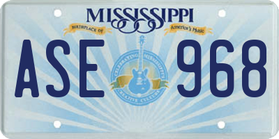 MS license plate ASE968