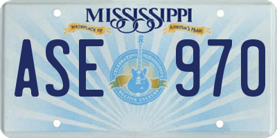 MS license plate ASE970
