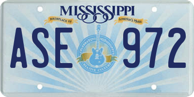 MS license plate ASE972