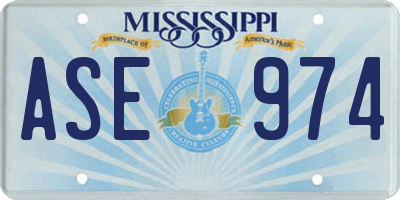 MS license plate ASE974