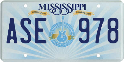 MS license plate ASE978