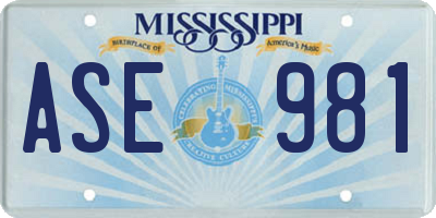 MS license plate ASE981