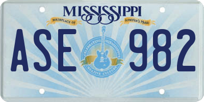 MS license plate ASE982