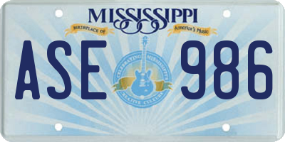 MS license plate ASE986