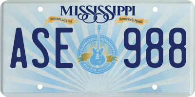 MS license plate ASE988