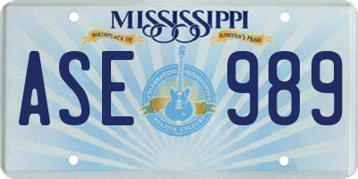 MS license plate ASE989