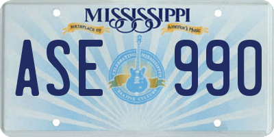 MS license plate ASE990