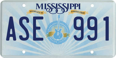 MS license plate ASE991