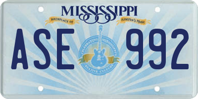 MS license plate ASE992