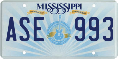 MS license plate ASE993