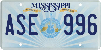 MS license plate ASE996