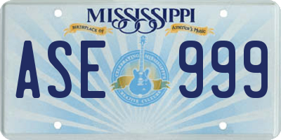MS license plate ASE999