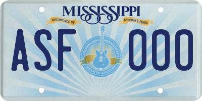 MS license plate ASF000