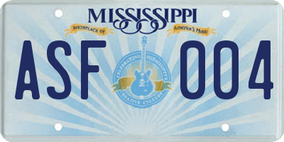 MS license plate ASF004