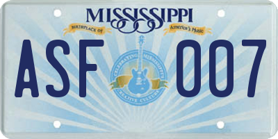 MS license plate ASF007