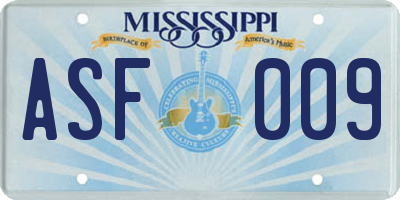 MS license plate ASF009