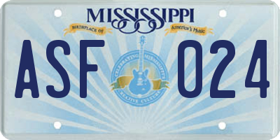 MS license plate ASF024
