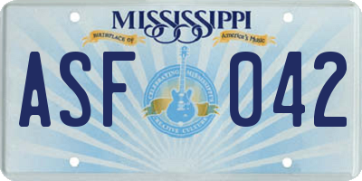 MS license plate ASF042