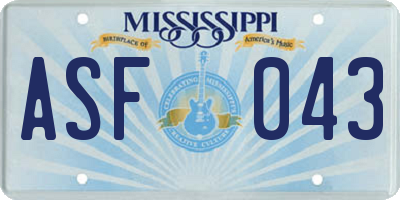 MS license plate ASF043