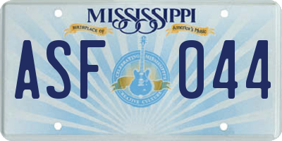 MS license plate ASF044