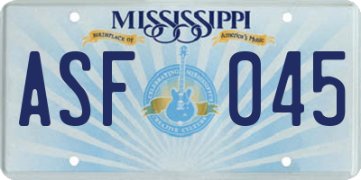 MS license plate ASF045