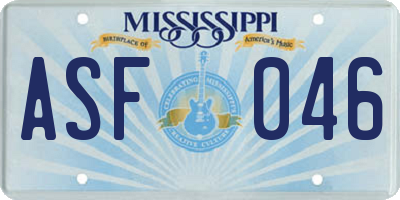 MS license plate ASF046