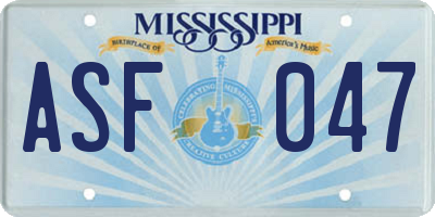 MS license plate ASF047