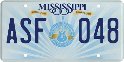 MS license plate ASF048