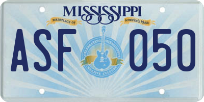 MS license plate ASF050