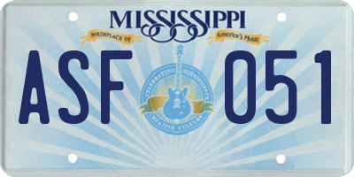 MS license plate ASF051