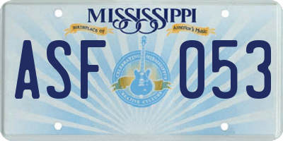 MS license plate ASF053