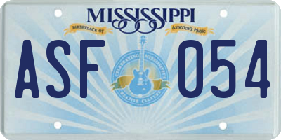 MS license plate ASF054