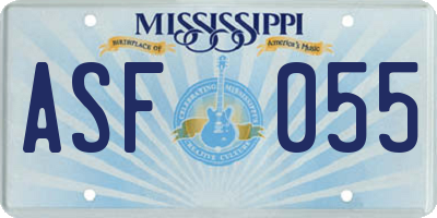 MS license plate ASF055