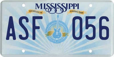 MS license plate ASF056