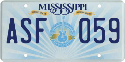 MS license plate ASF059