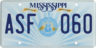 MS license plate ASF060