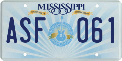 MS license plate ASF061