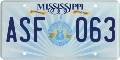 MS license plate ASF063