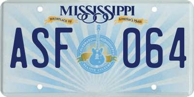 MS license plate ASF064