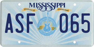 MS license plate ASF065