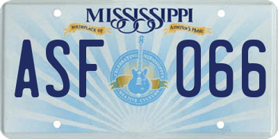 MS license plate ASF066